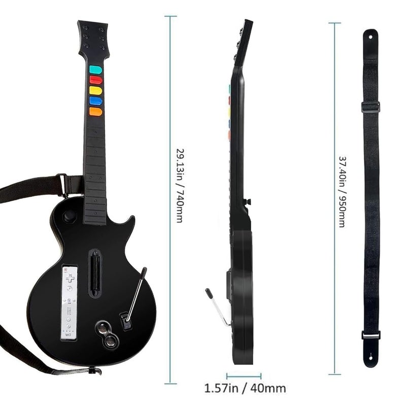 DOYO Wireless Controller for Wii – Compatible with Guitar Hero Series, Rock Band 2 & 3 (Not for Rock Band 1) – Includes Adjustable Strap – Black - Image 4